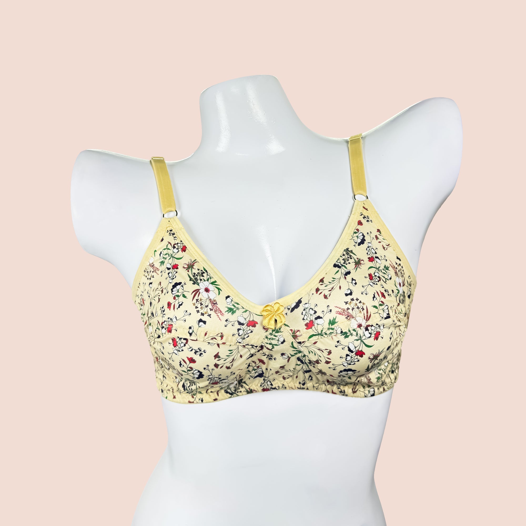 Plus Size Flower Printed Soft Cotton Basic Daily Wear Bra