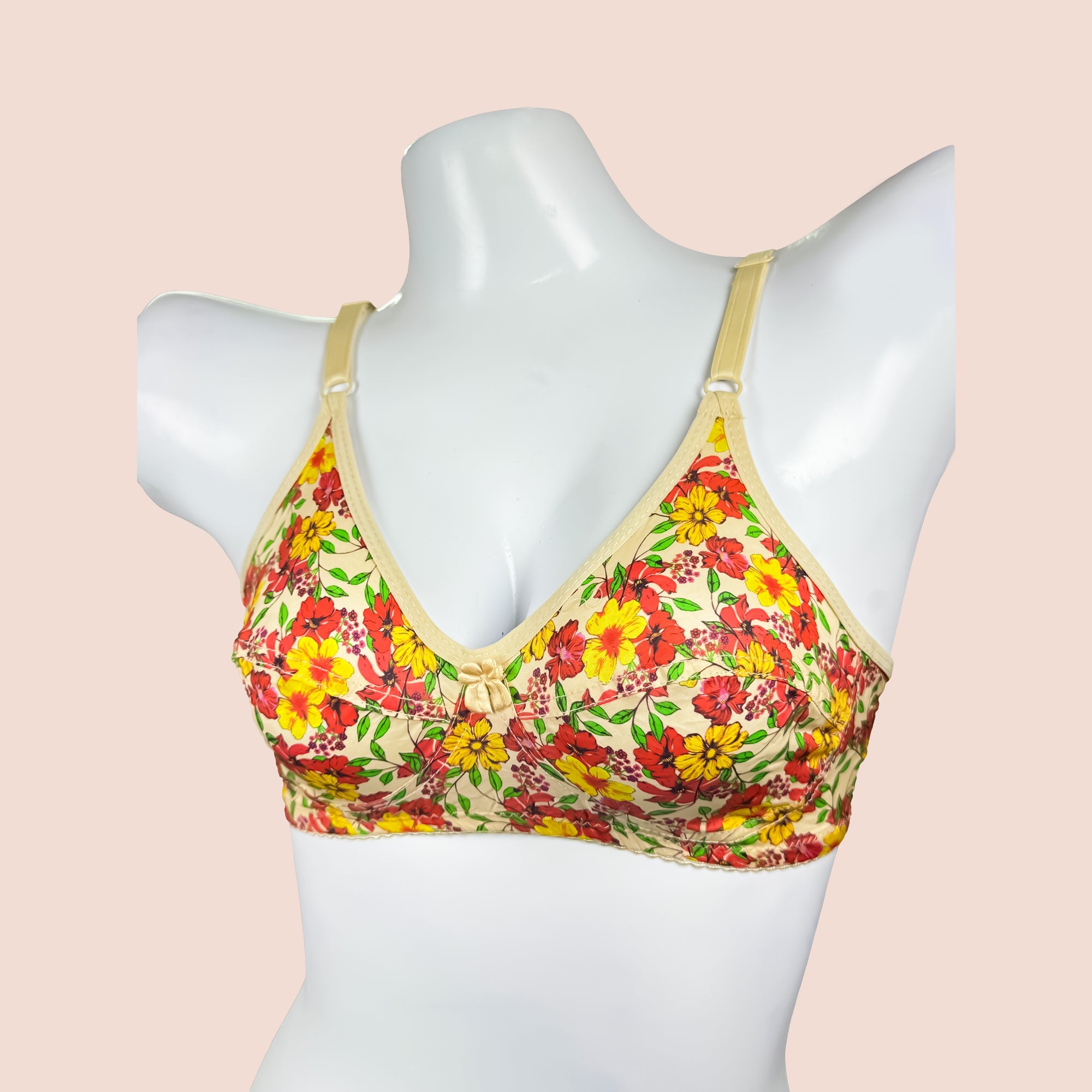 Flower Printed Soft Cotton Basic Daily Wear Printed Bra