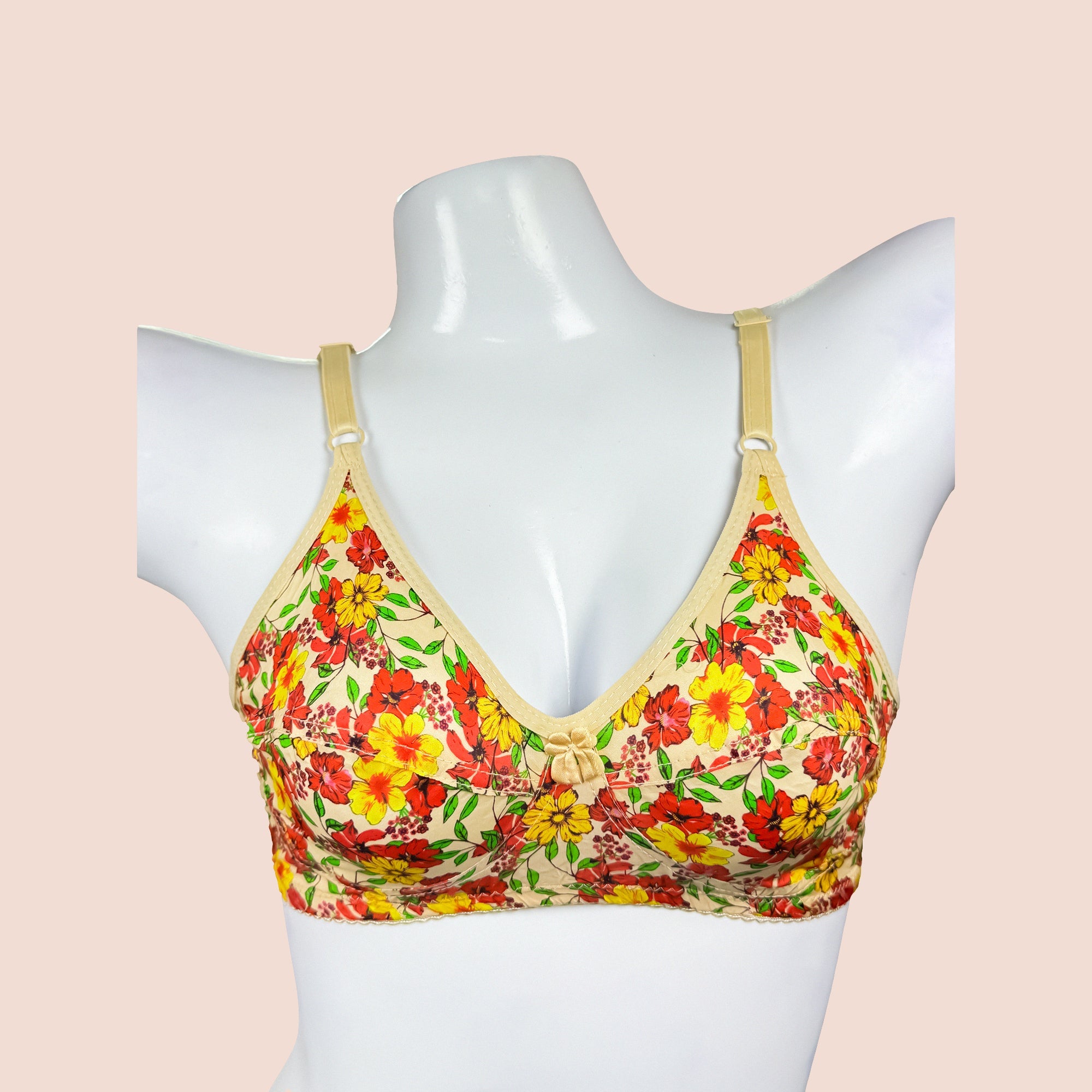 Flower Printed Soft Cotton Basic Daily Wear Printed Bra