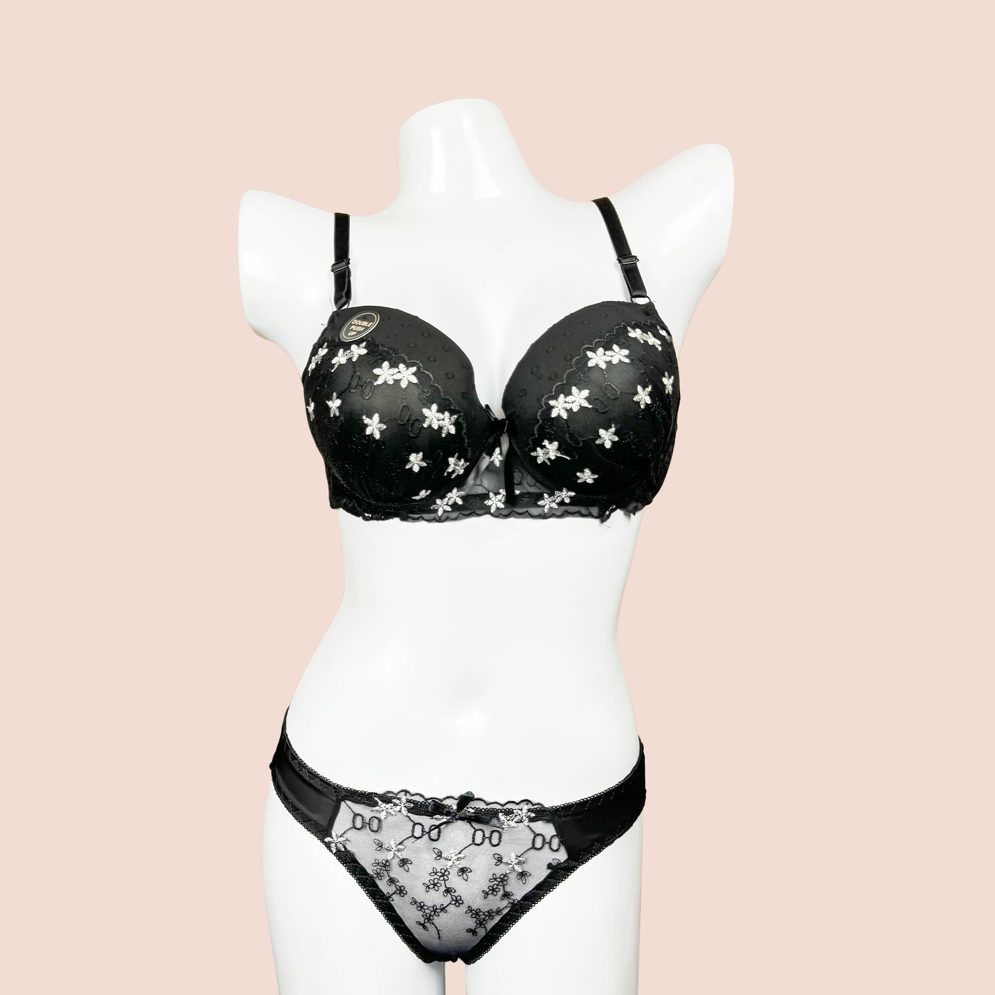 Bridal Floral Push Up Double Padded Bra Panty Set