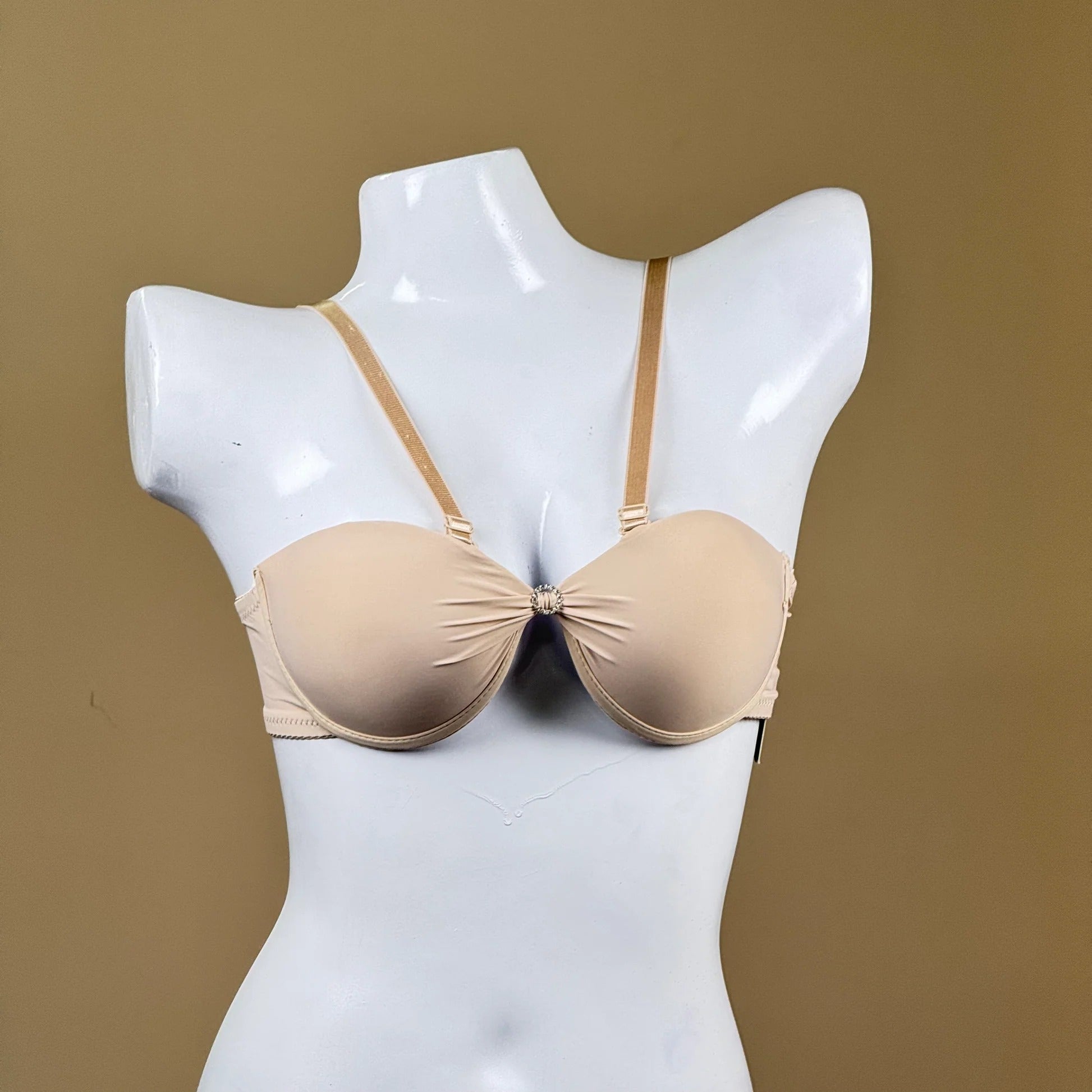 Convertible Padded Push-Up Underwired Bra, Strapless with Front Ring