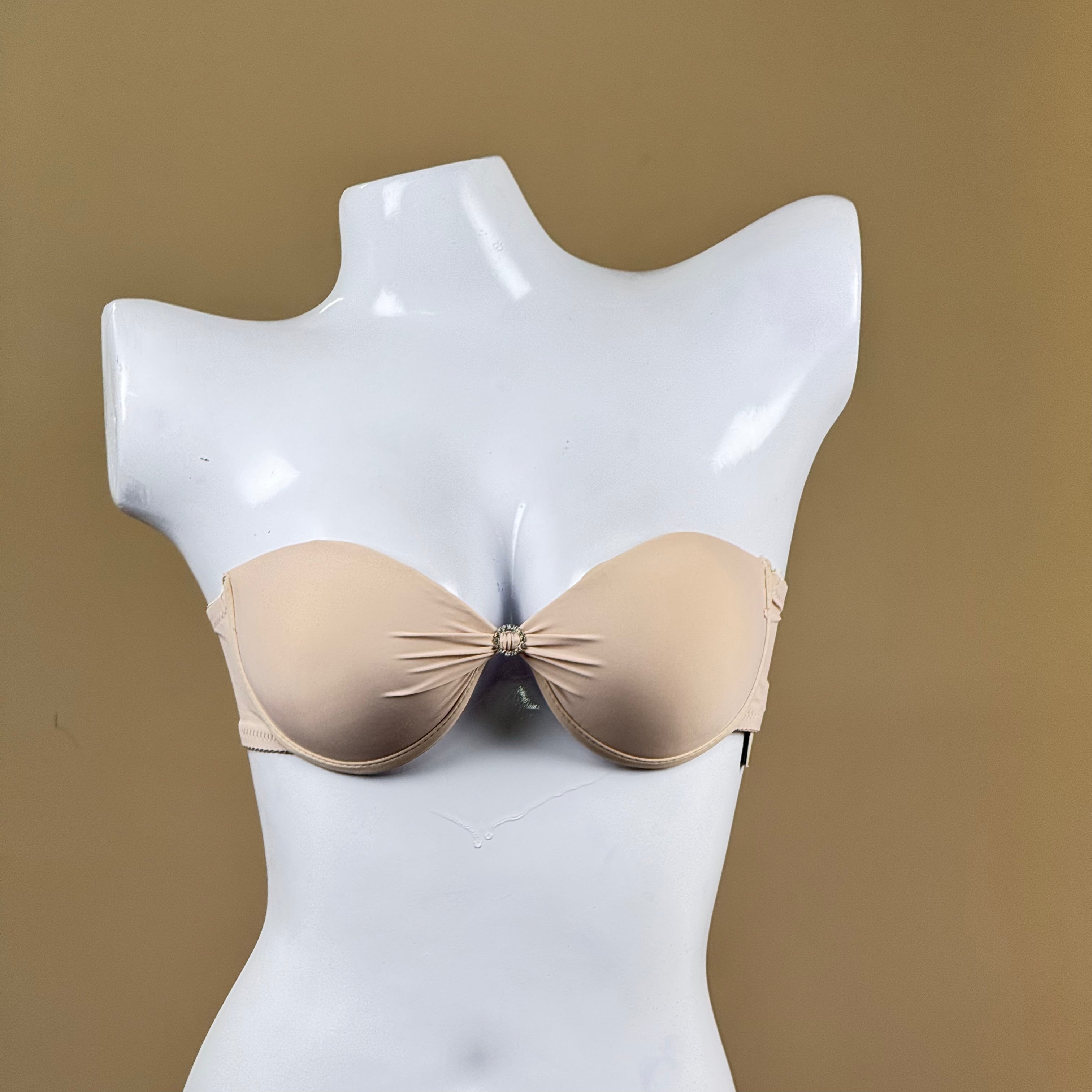 Convertible Padded Push-Up Underwired Bra, Strapless with Front Ring