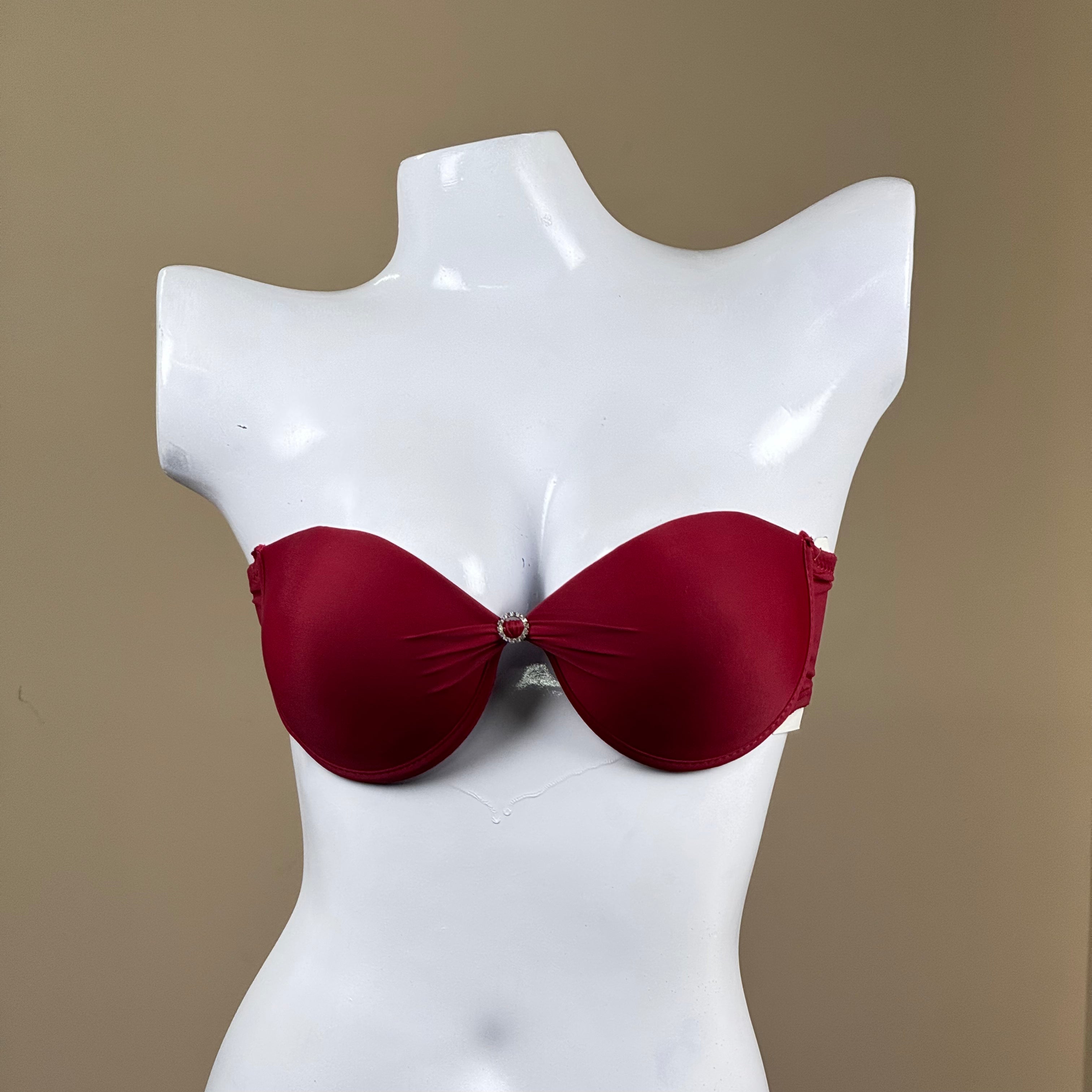 Convertible Padded Push-Up Underwired Bra, Strapless with Front Ring
