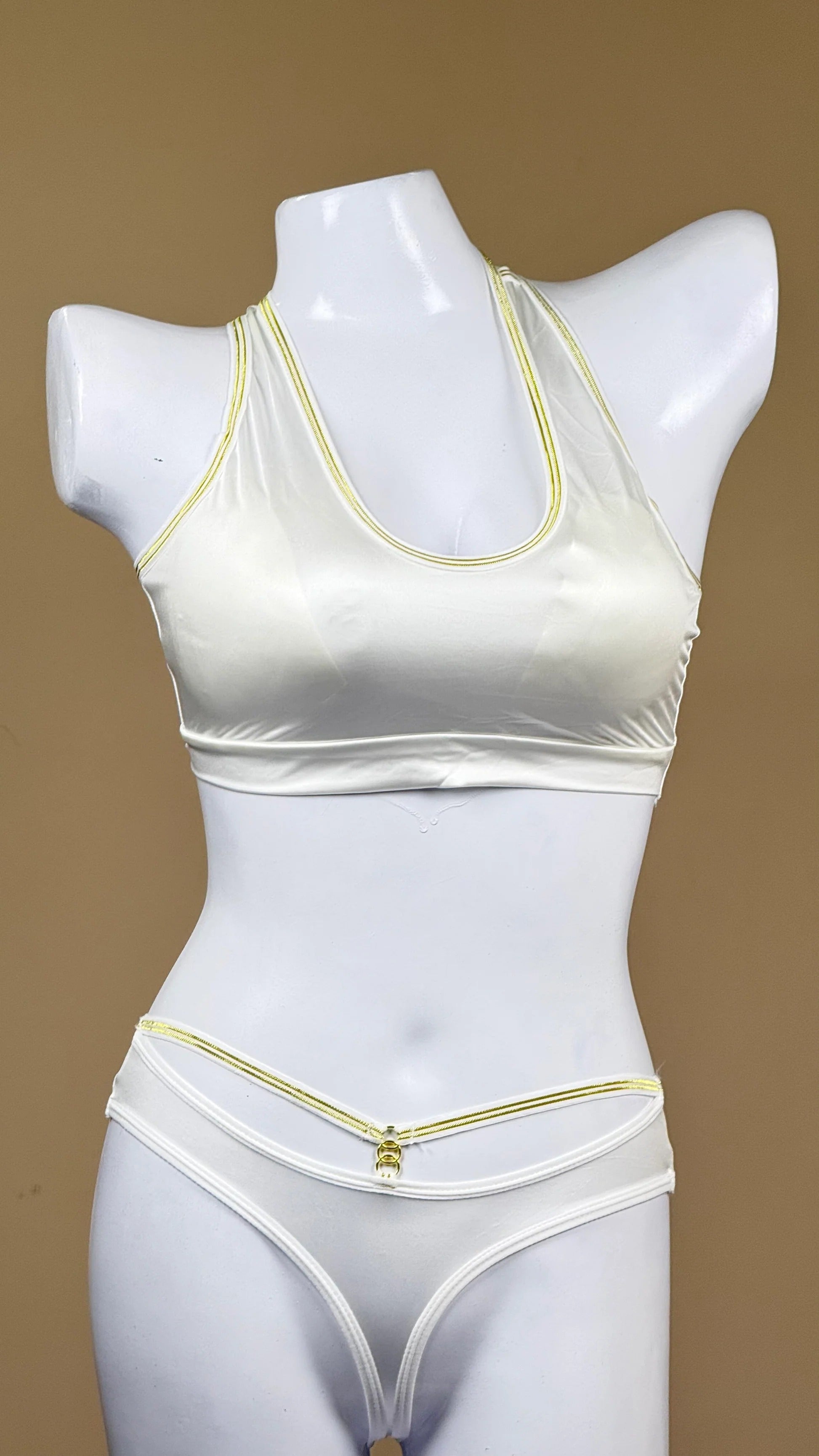 Luxury Soft Silk Removable Padded Bralette and Panty Set with Elegant Golden Straps