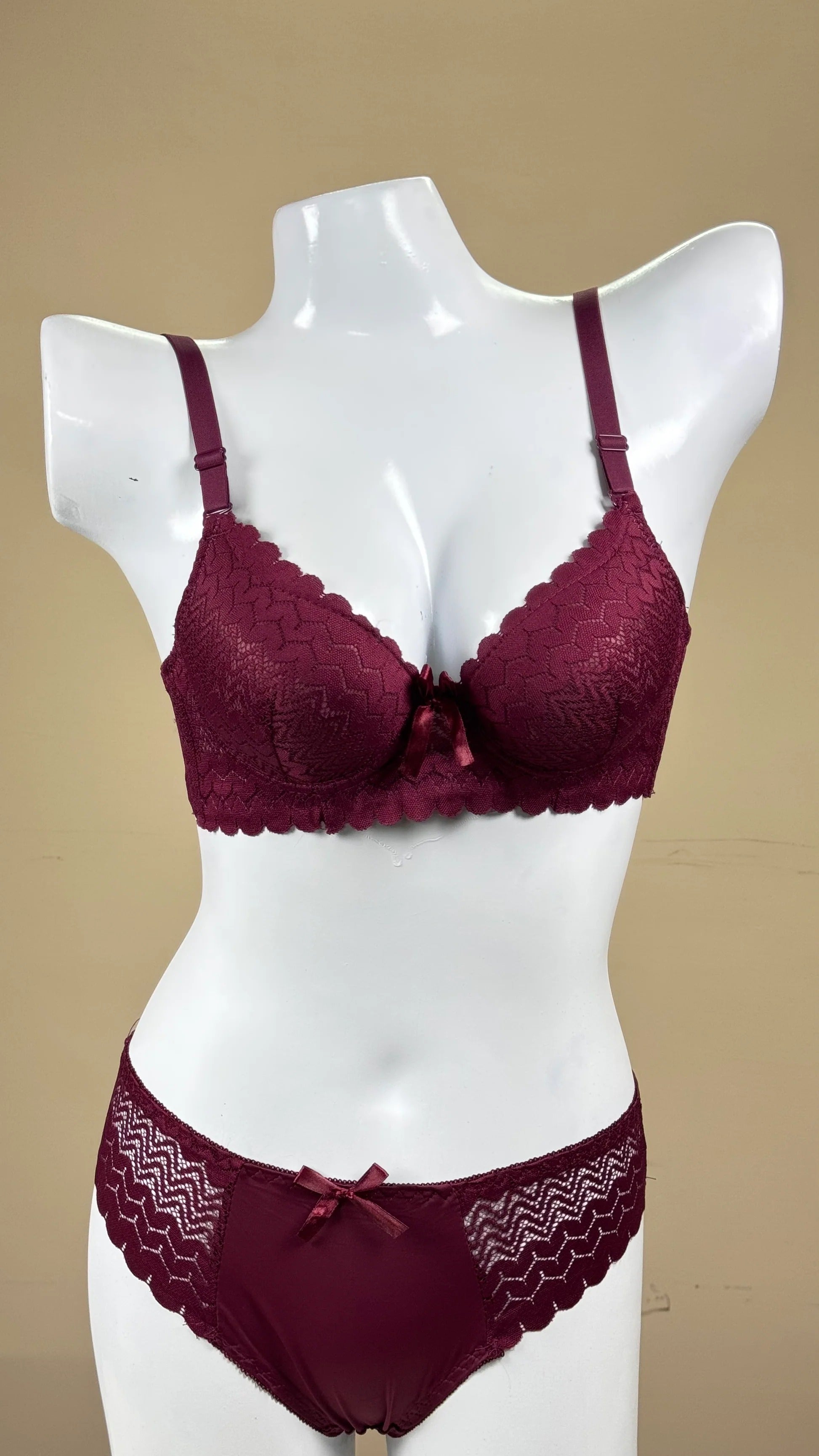 Bridal Lace Padded Push Up Wired Bra with Matching Underwear