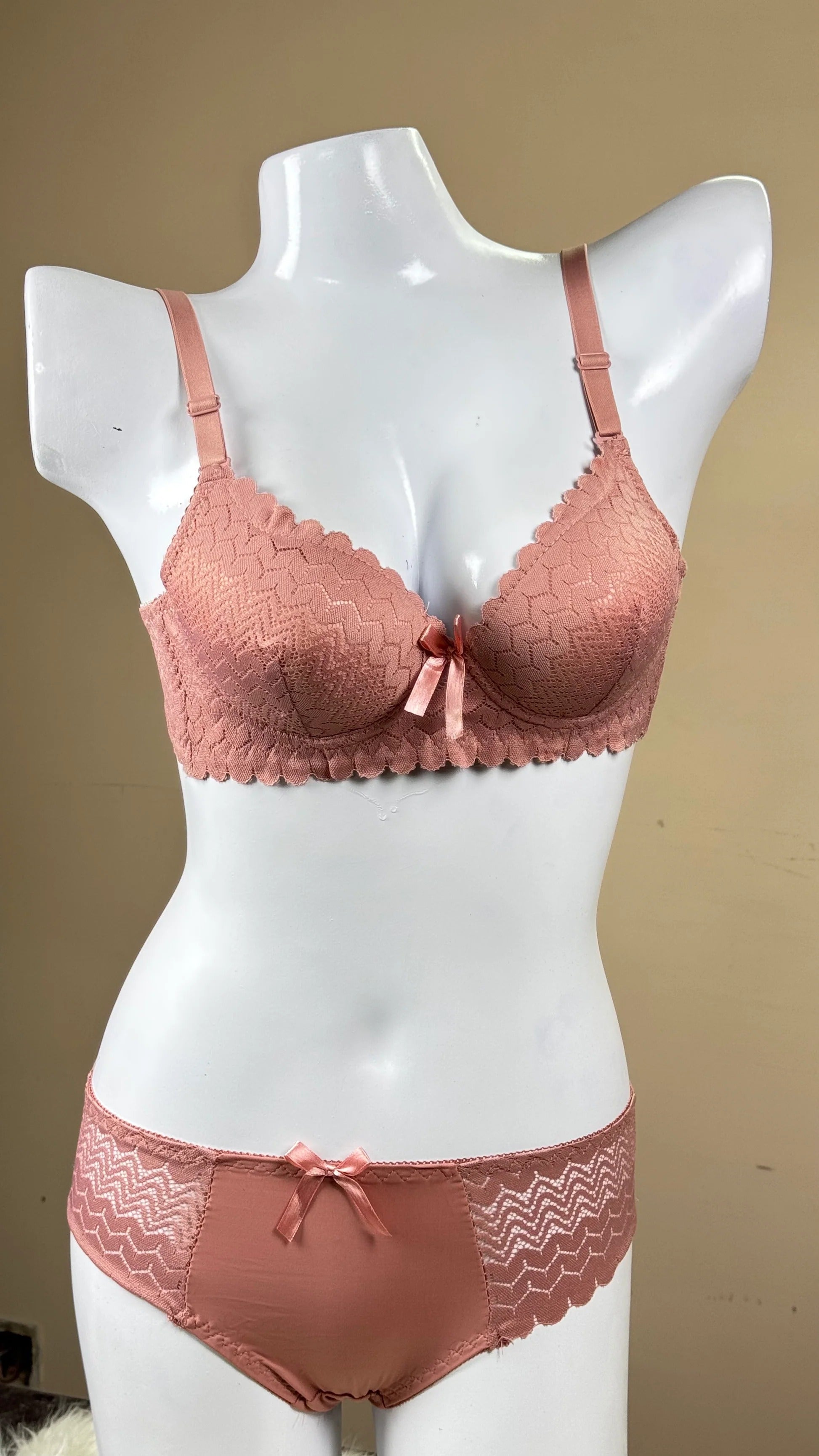 Bridal Lace Padded Push Up Wired Bra with Matching Underwear