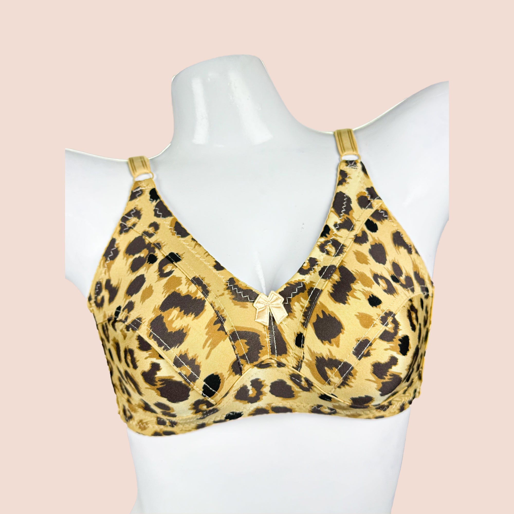Cheetah Print Non Padded Wire Free Silk Full Cover Bra