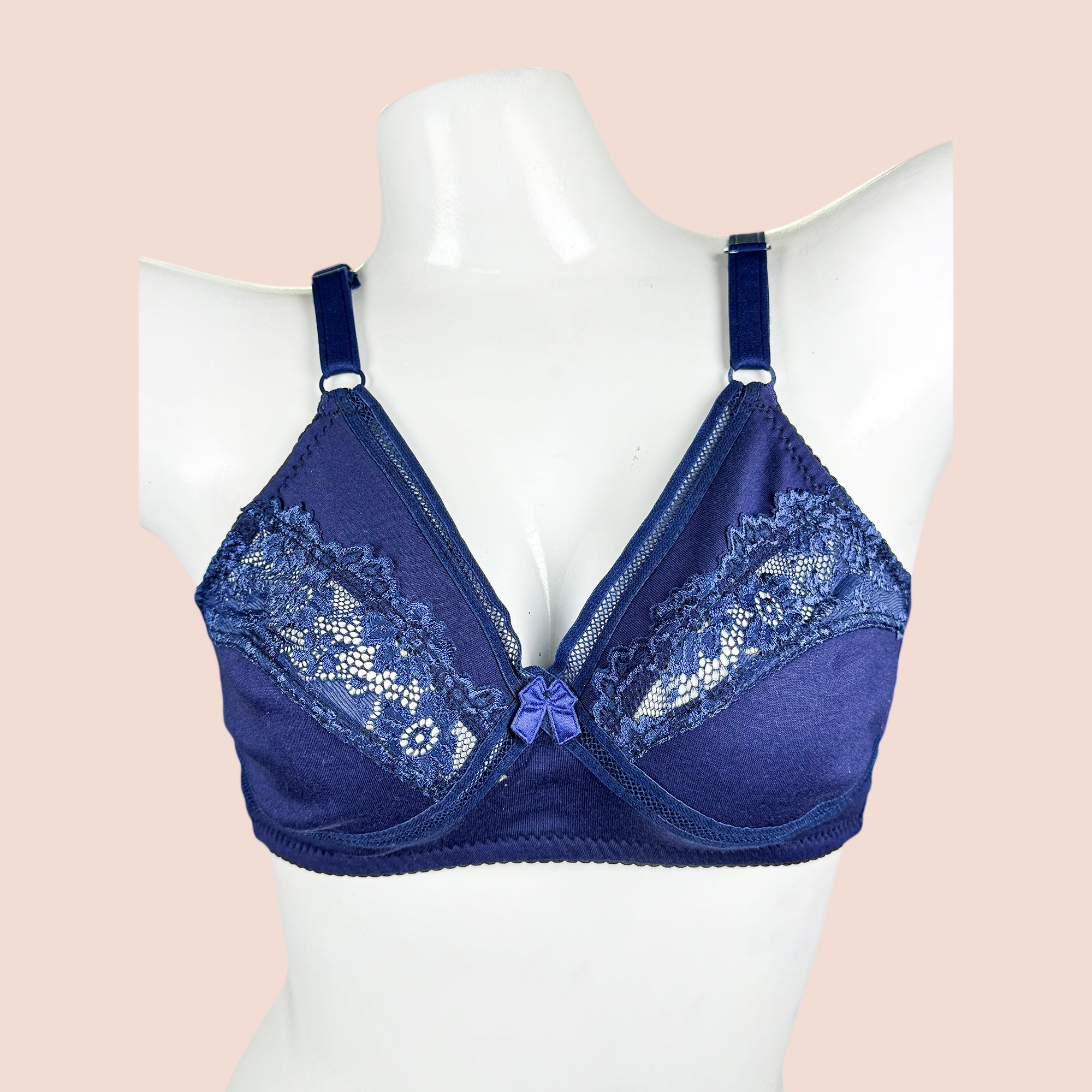 Cotton Spandex Half Cup Lace with Net Daily Wear Bra