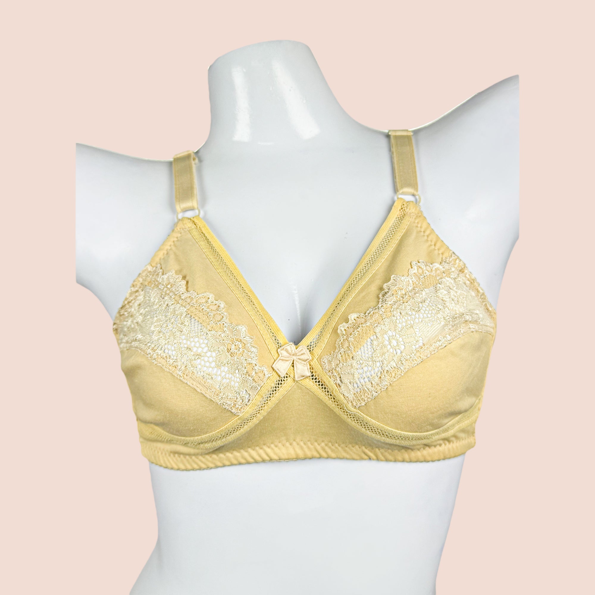 Cotton Spandex Half Cup Lace with Net Daily Wear Bra