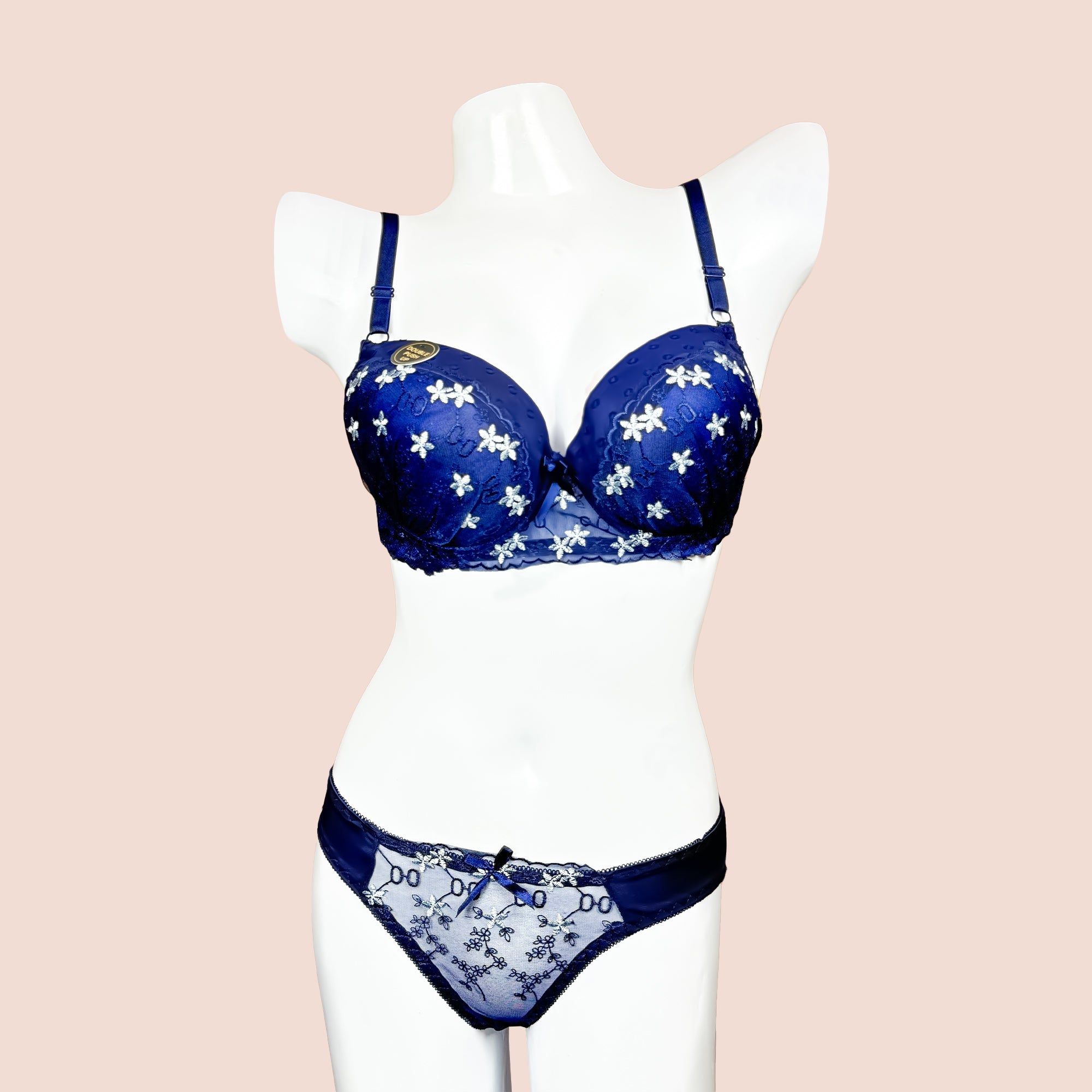 Bridal Floral Push Up Double Padded Bra Panty Set