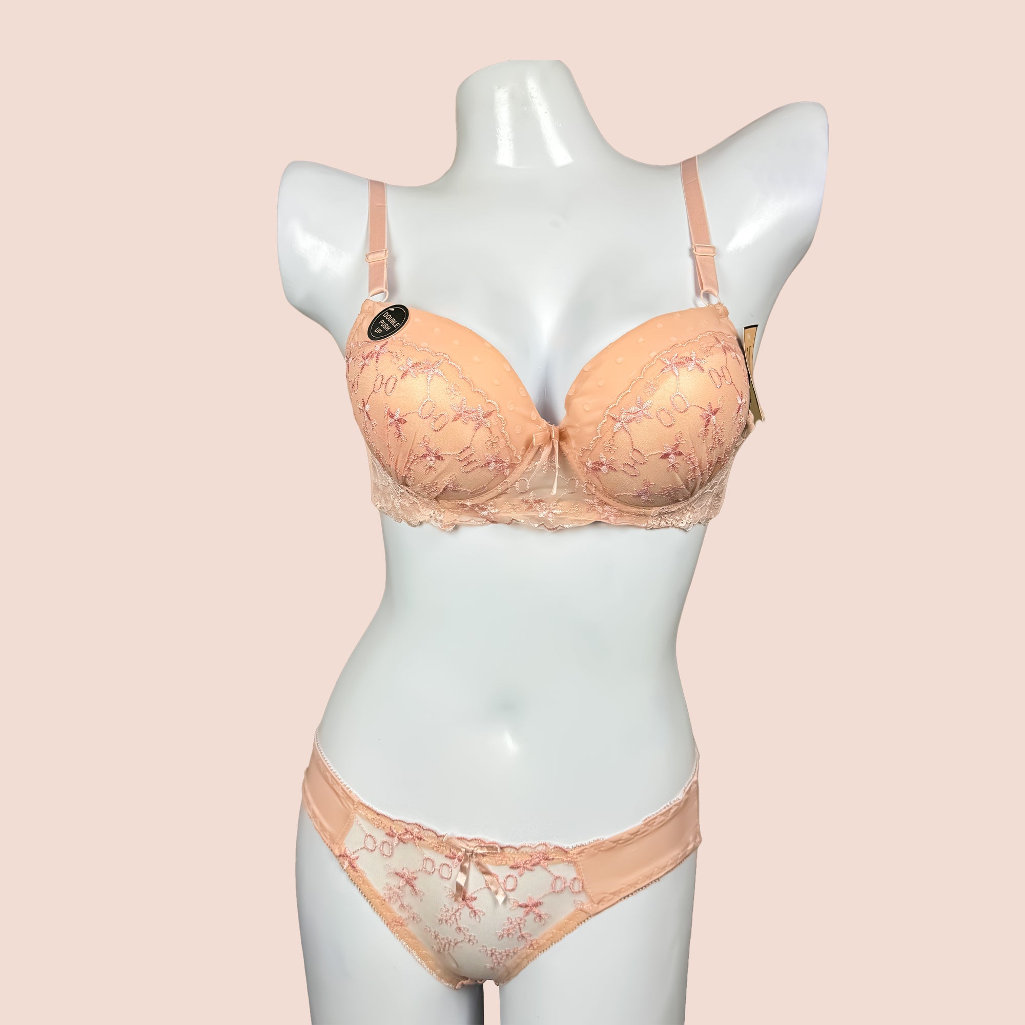 Bridal Floral Push Up Double Padded Bra Panty Set
