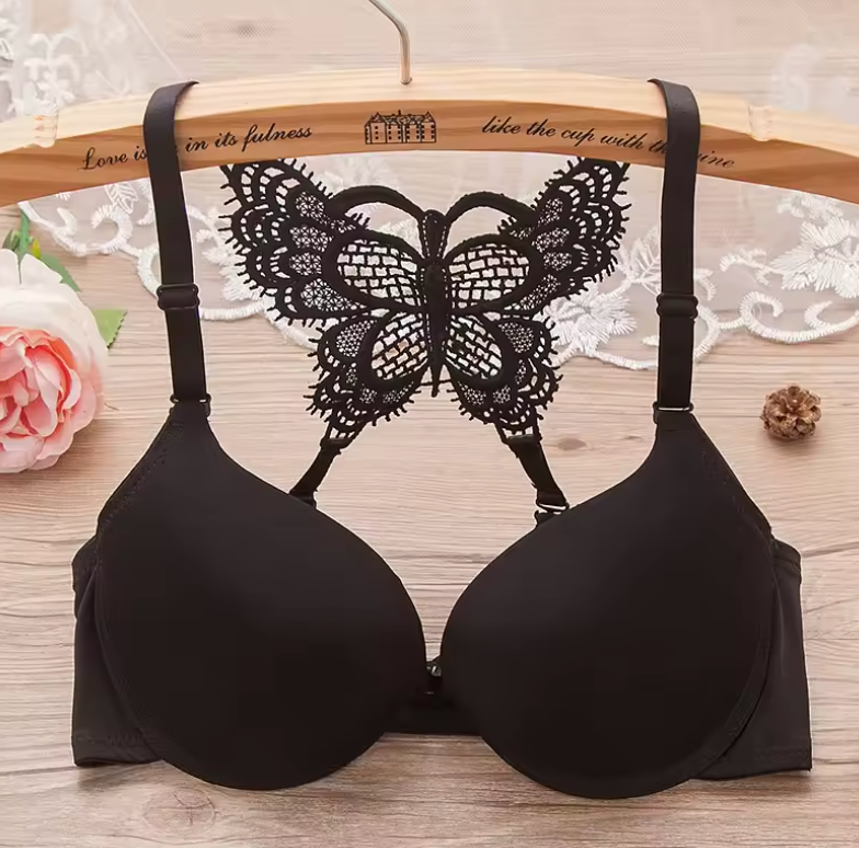 Butterfly Lace Back Front Open Bra