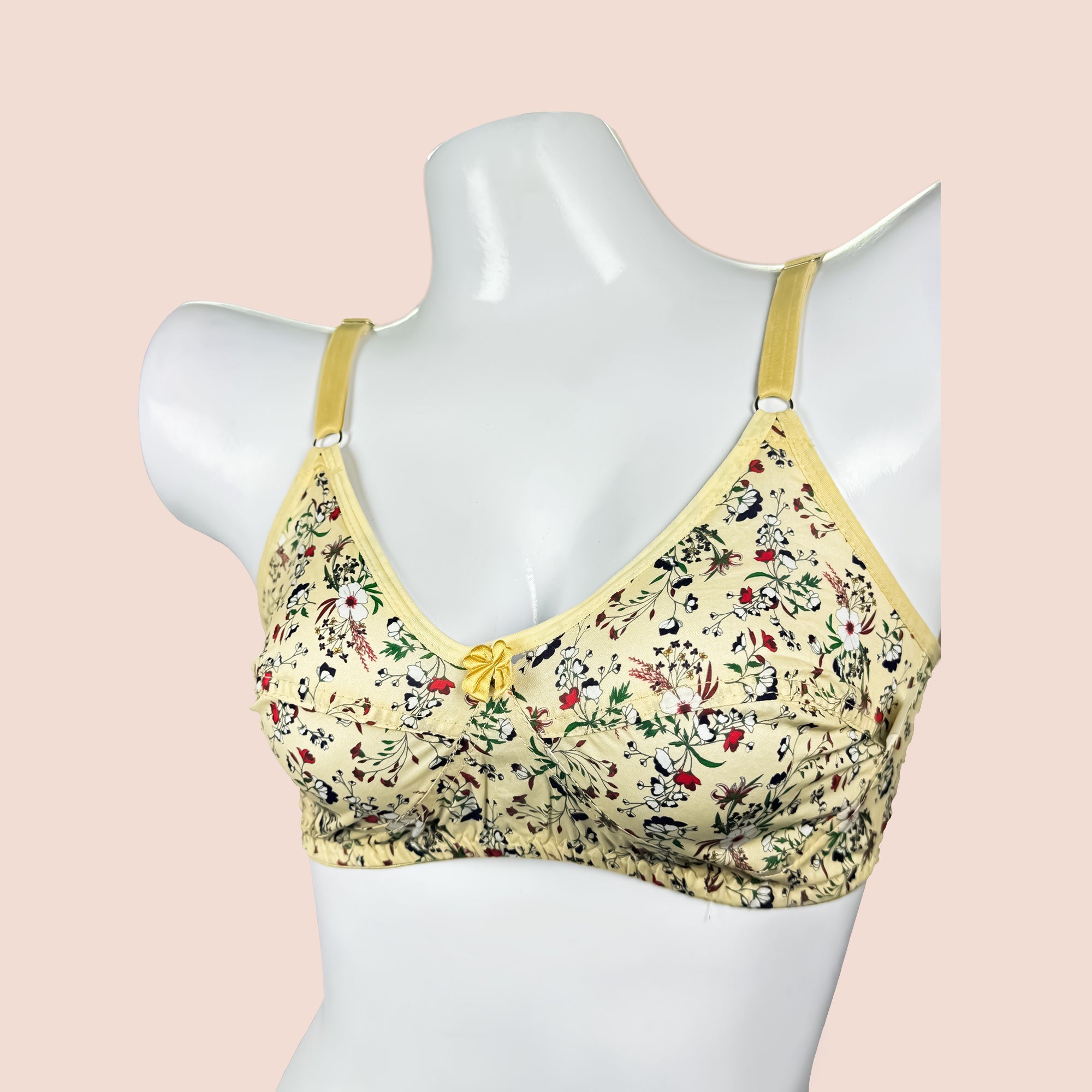 Plus Size Flower Printed Soft Cotton Basic Daily Wear Bra