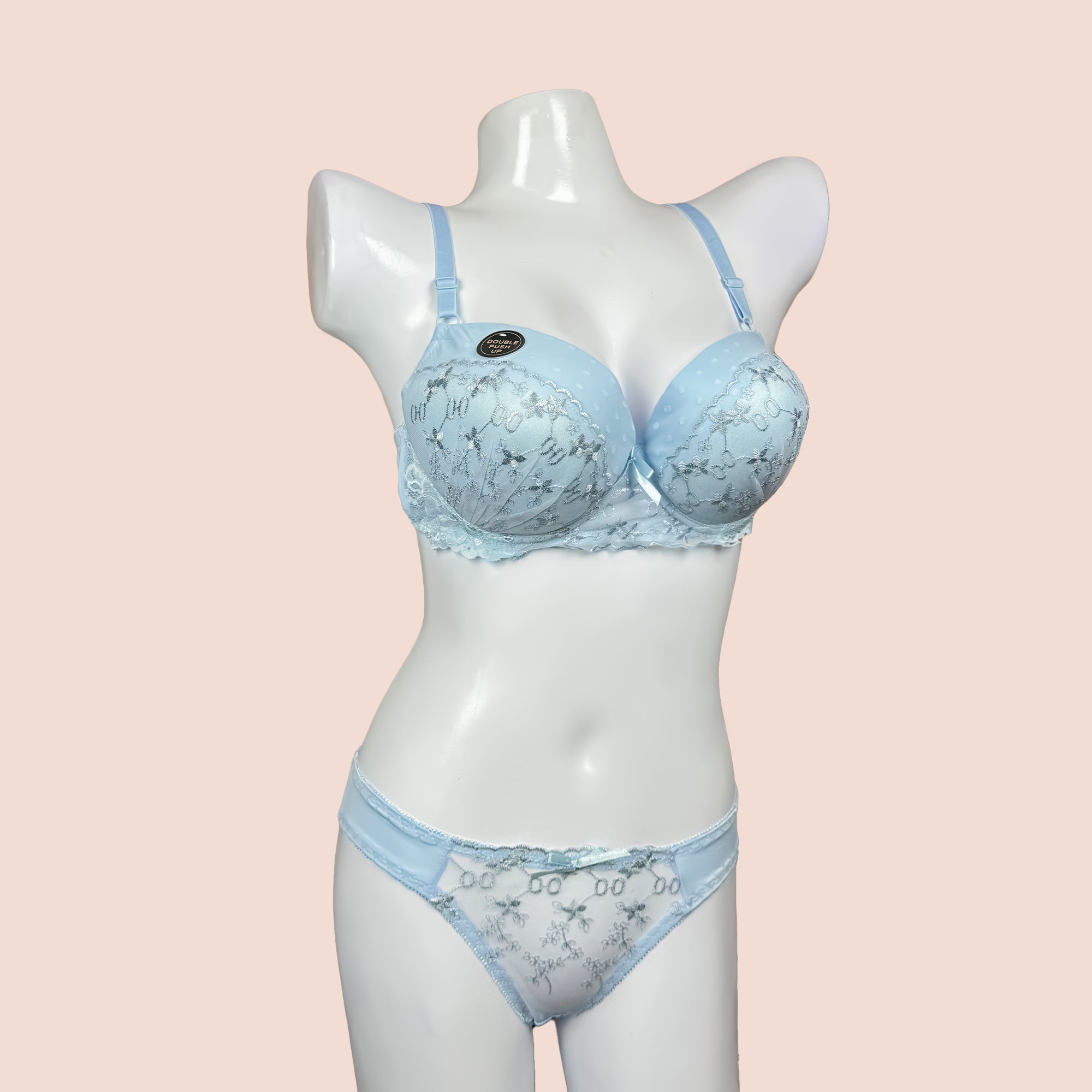 Bridal Floral Push Up Double Padded Bra Panty Set