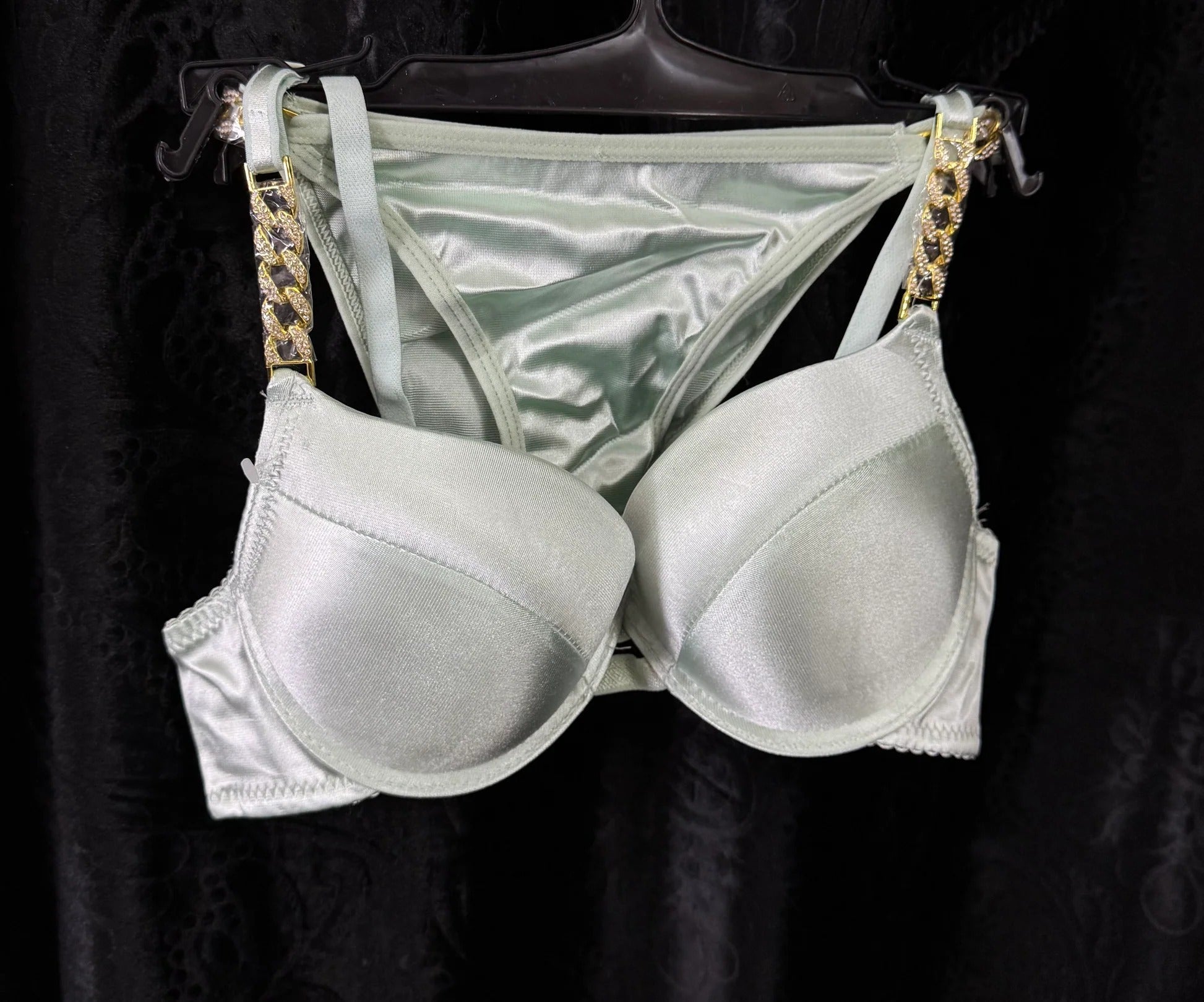 Intimate Silk Bra Panty Set with Stylish Buckle – Luxurious & Comfortable