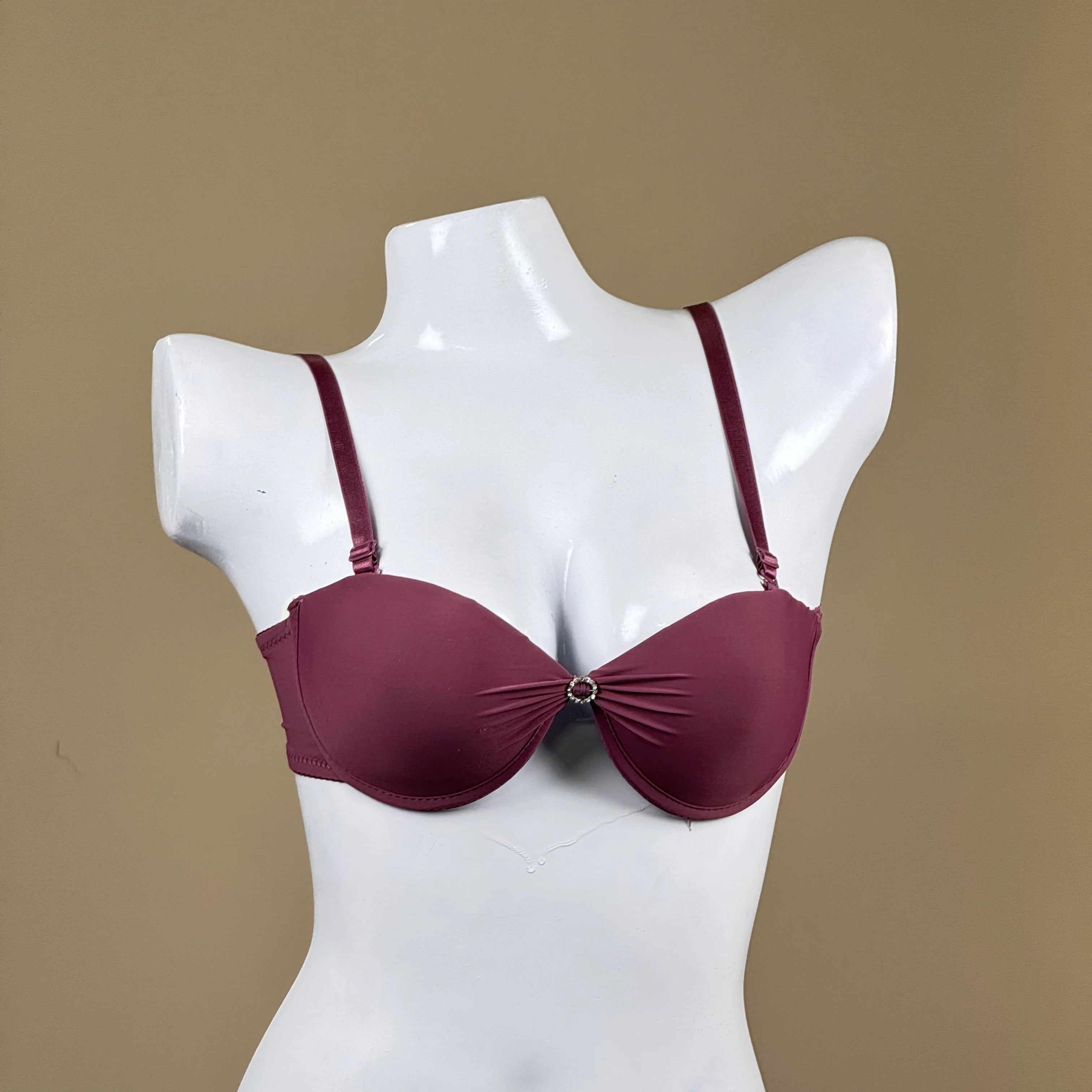 Convertible Padded Push-Up Underwired Bra, Strapless with Front Ring