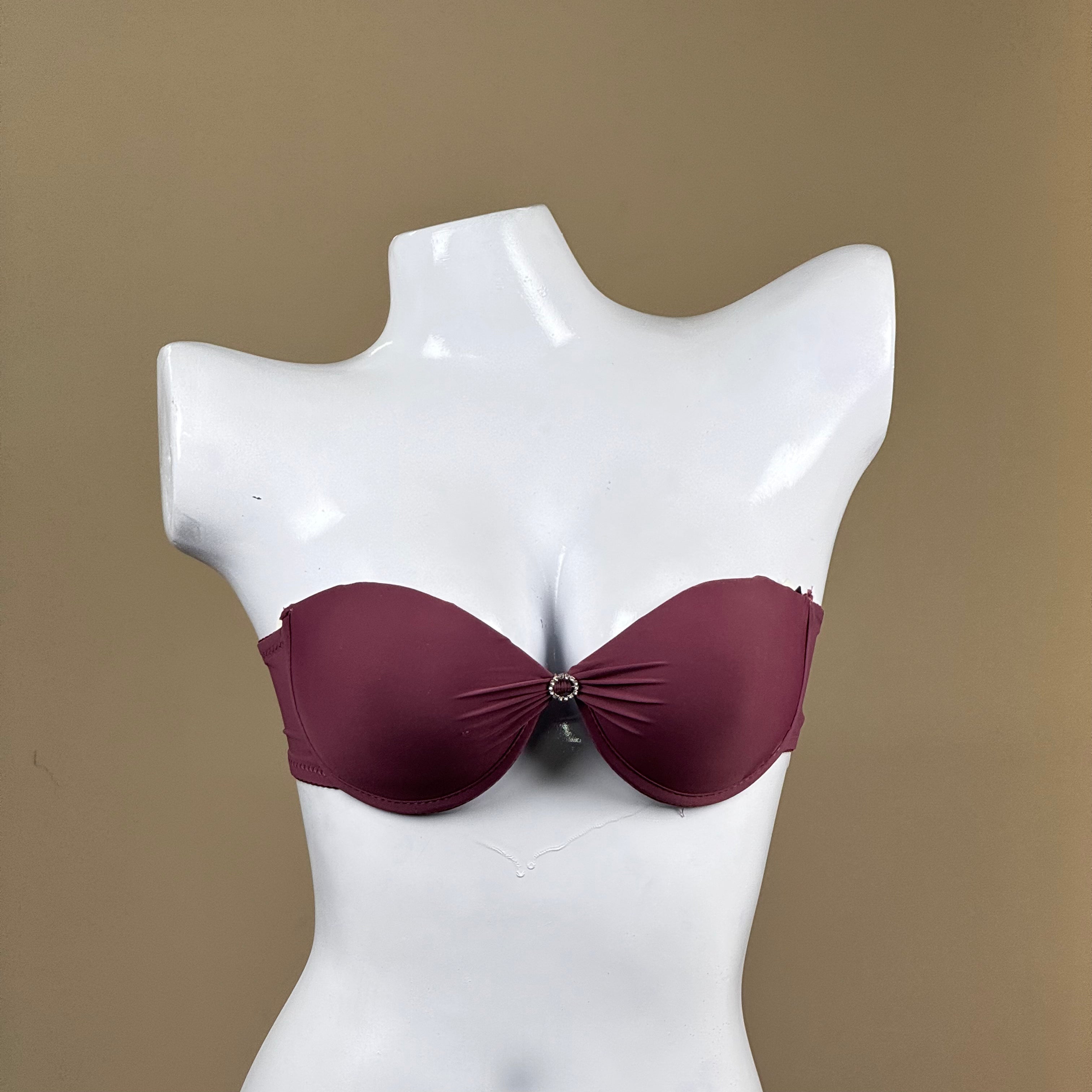 Convertible Padded Push-Up Underwired Bra, Strapless with Front Ring