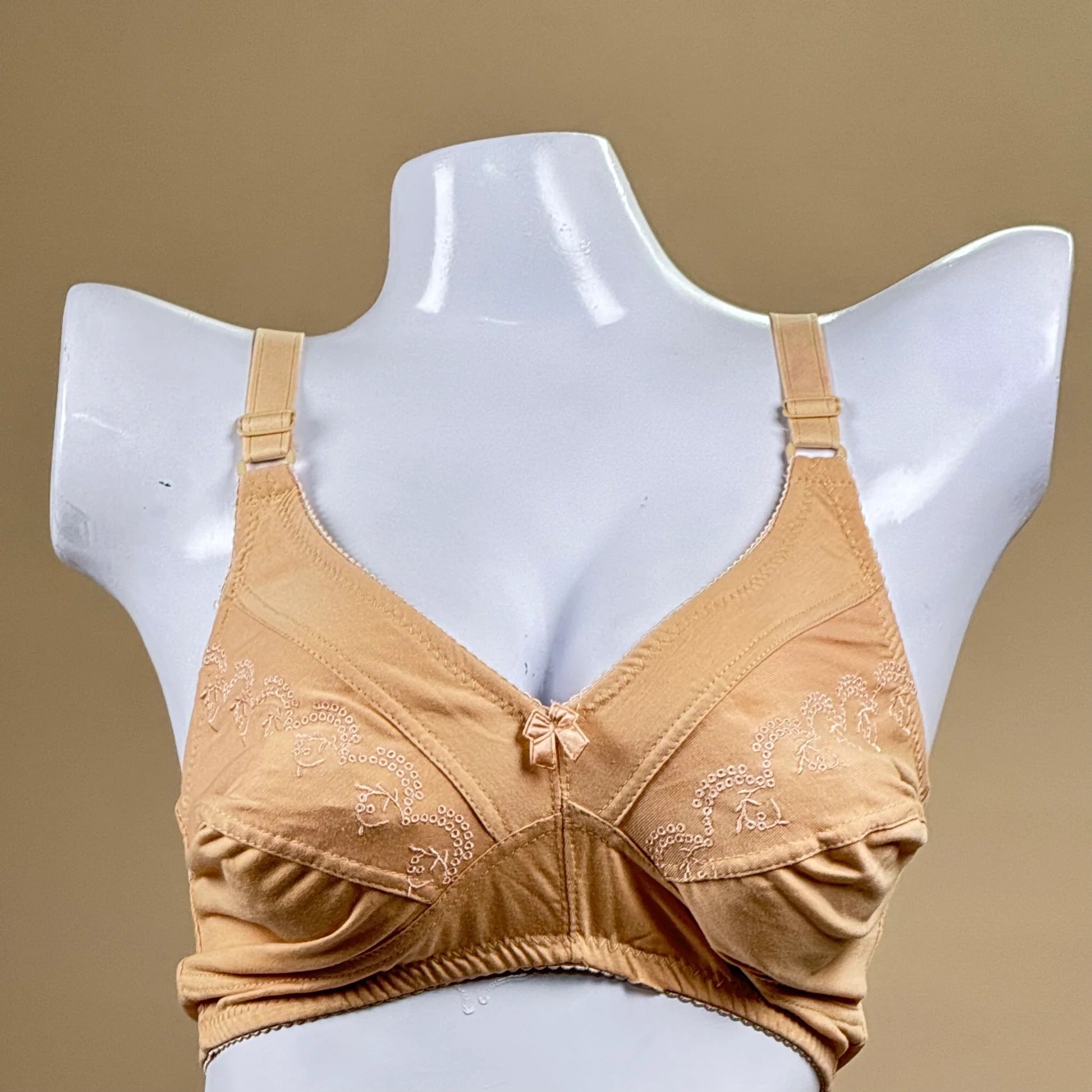 Plus Size Cotton Bra with Lace Embroidery
