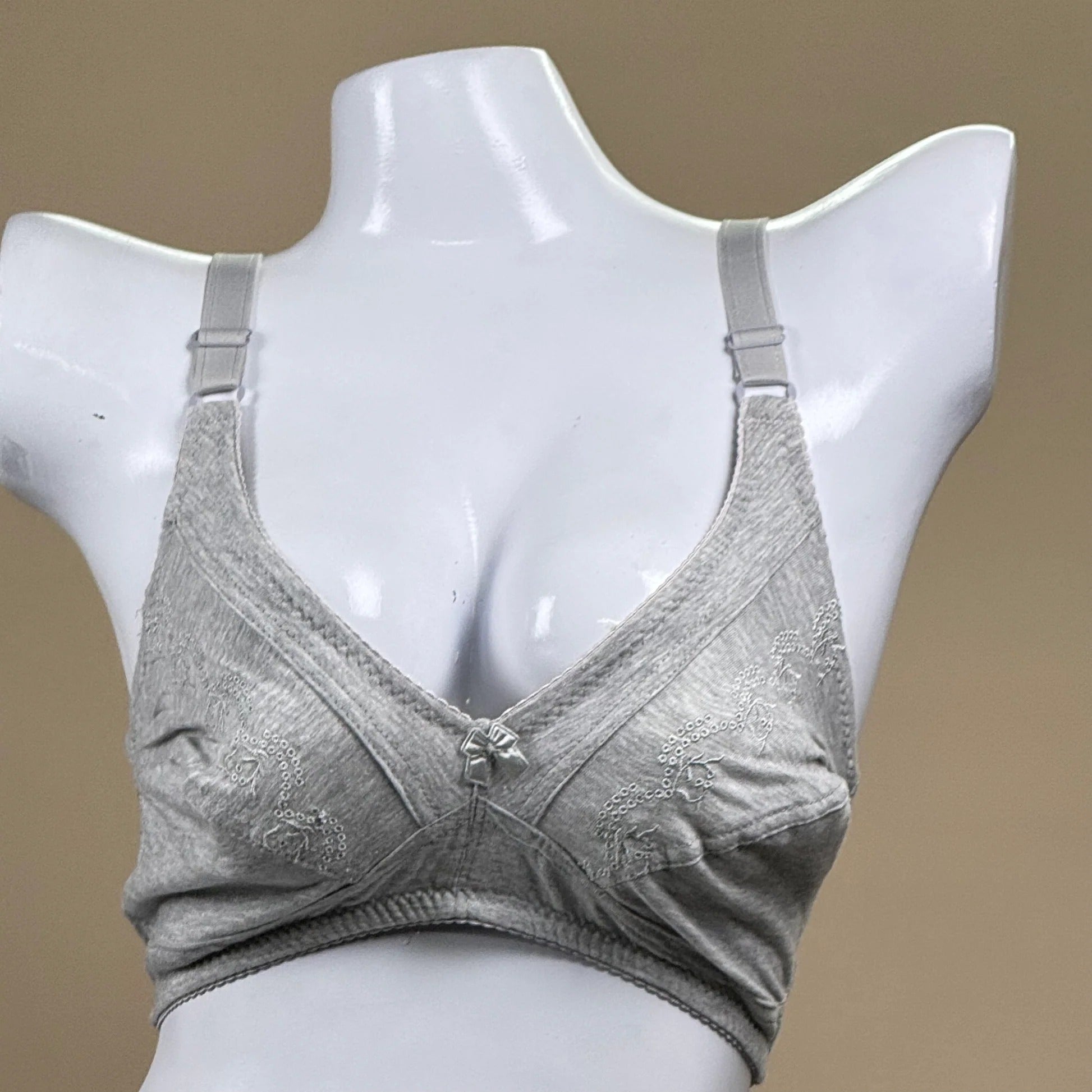 Plus Size Cotton Bra with Lace Embroidery