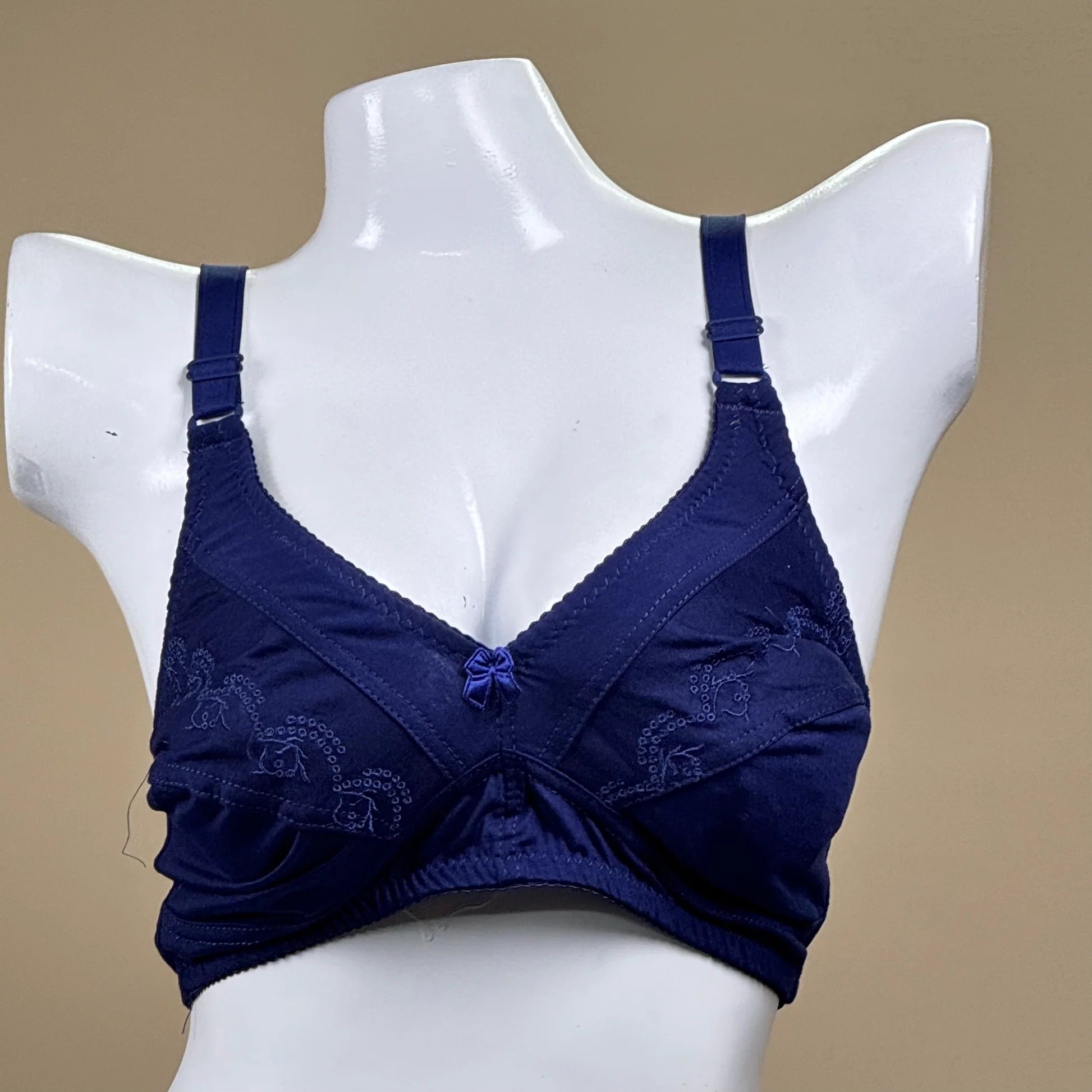 Plus Size Cotton Bra with Lace Embroidery