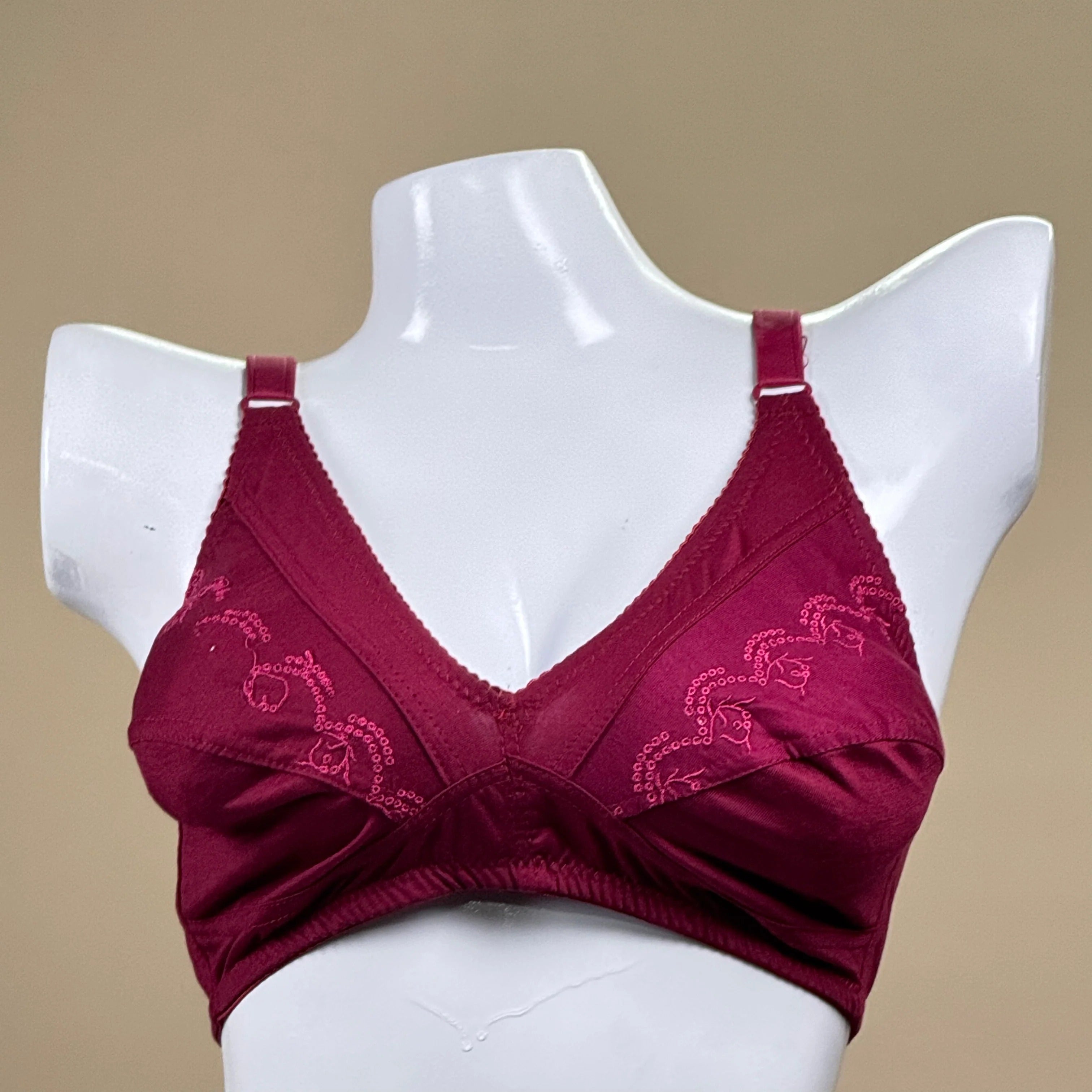 Plus Size Cotton Bra with Lace Embroidery
