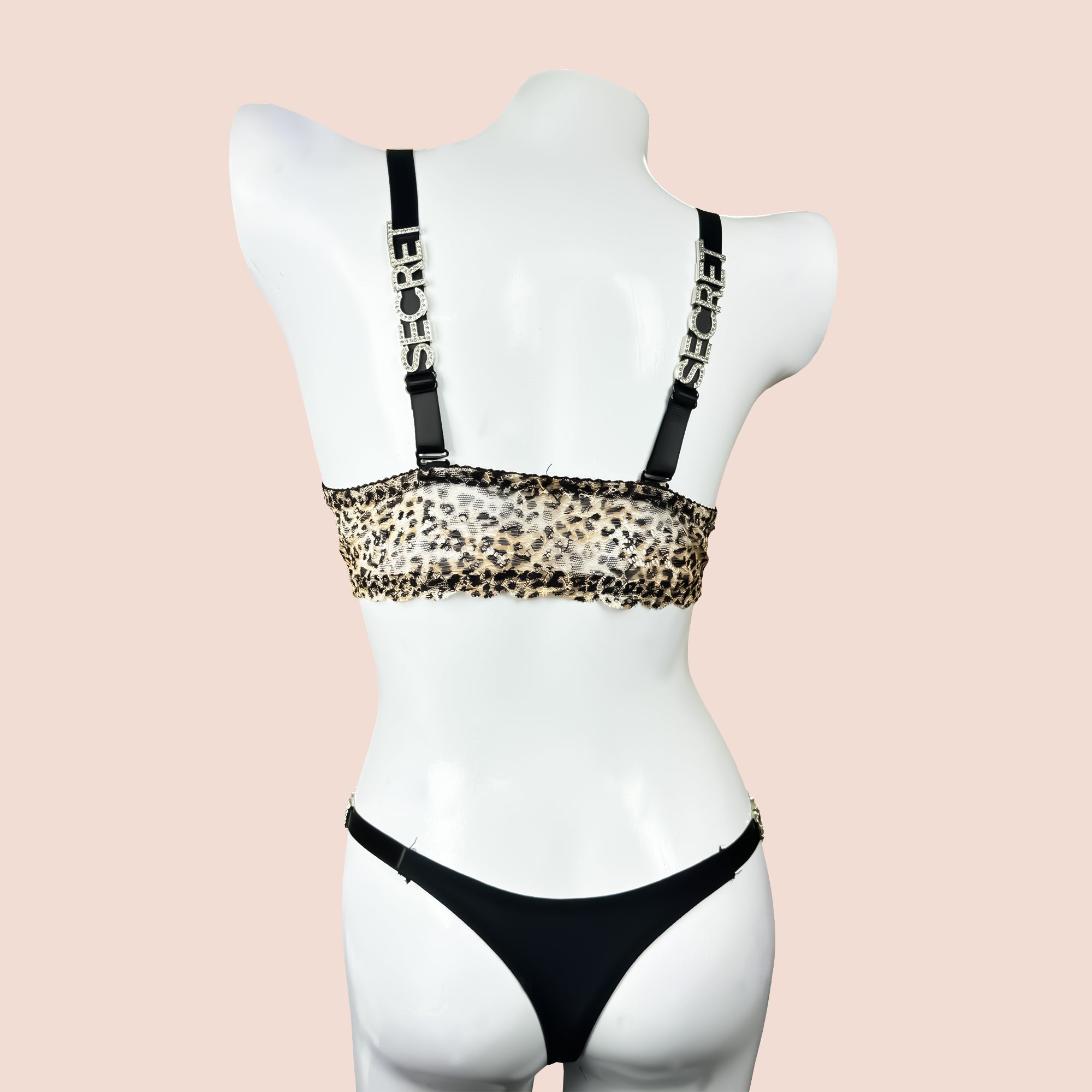 Sexy Secret Front Open Cheetah Printed Padded Bra Panty Set