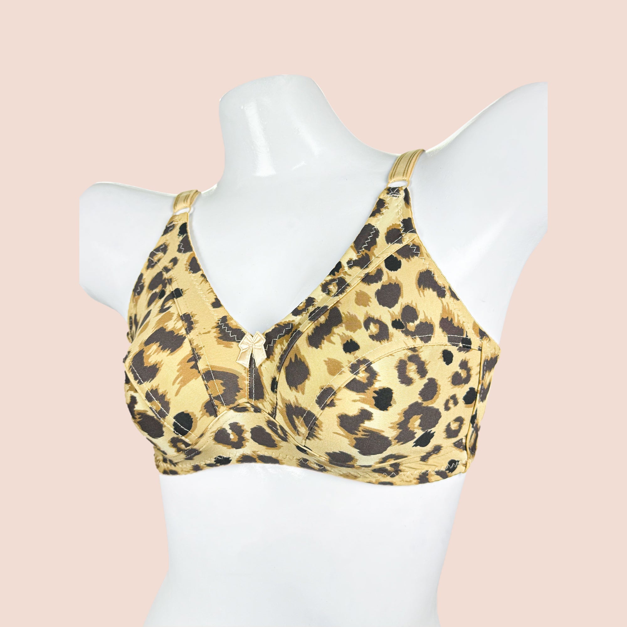 Cheetah Print Non Padded Wire Free Silk Full Cover Bra