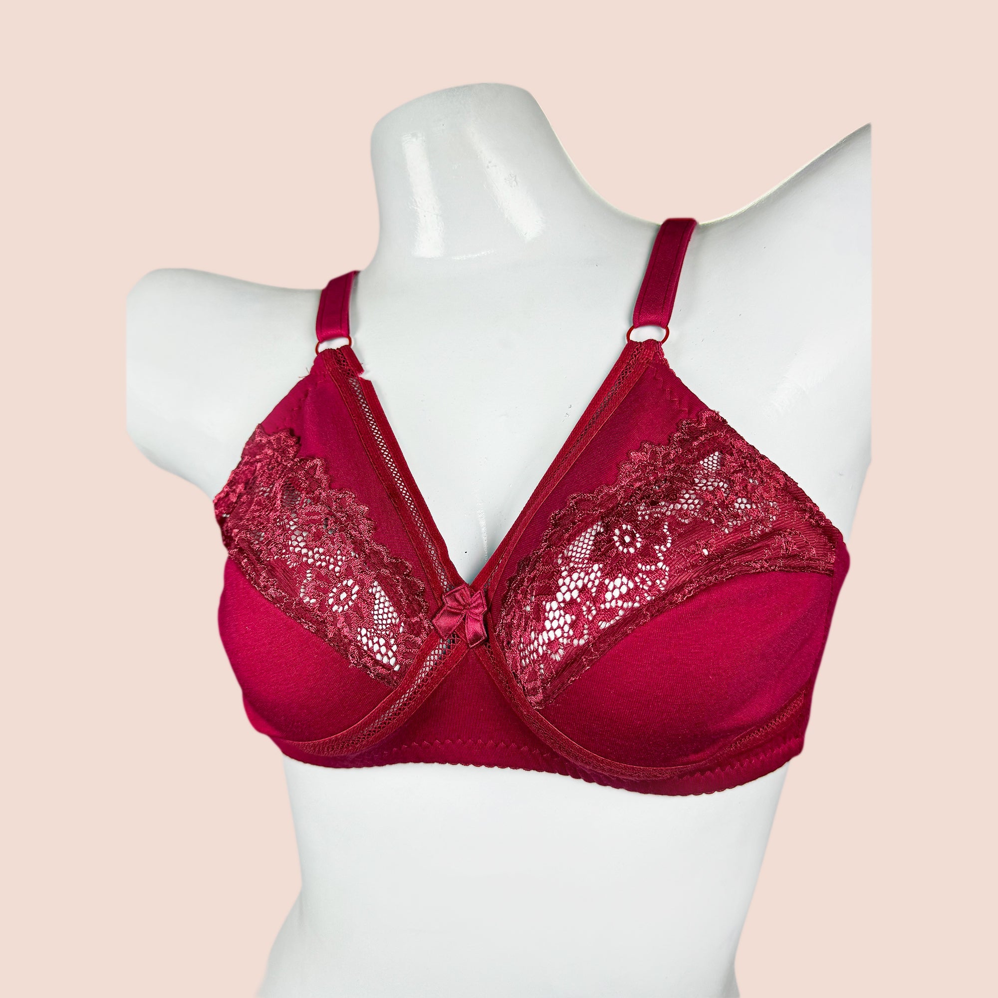 Cotton Spandex Half Cup Lace with Net Daily Wear Bra