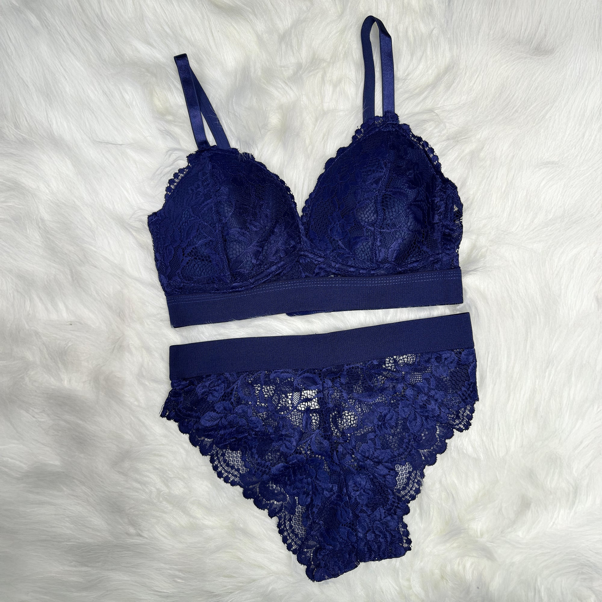 Premium Bridal Lace Padded Removable Bra with Same Lace Underwear